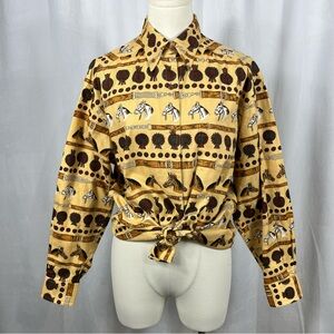 British Khaki by Robert Lighton 100% Cotton Equestrian Horse Button Down Shirt.